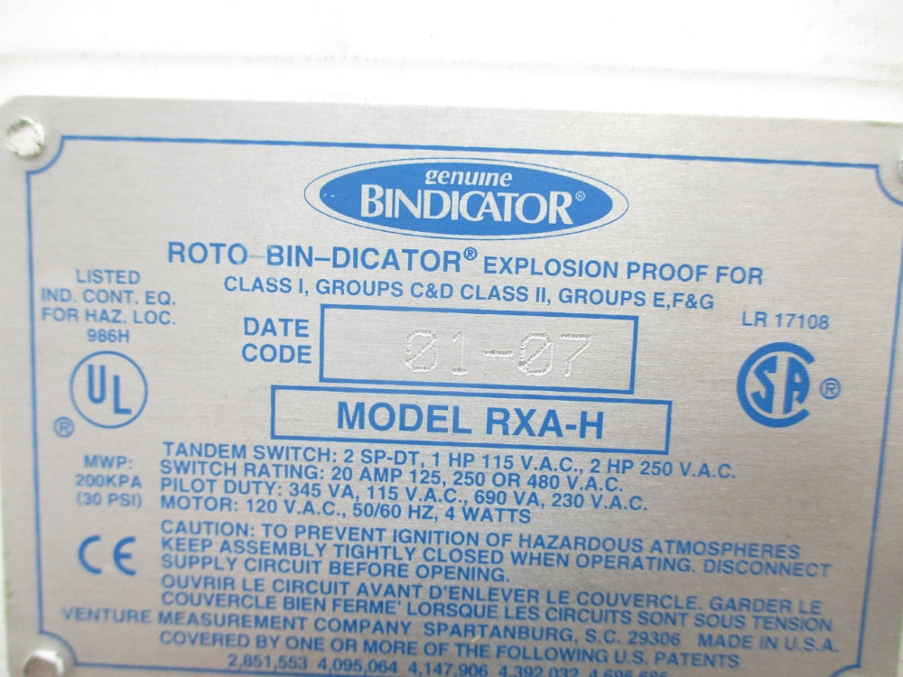BINDICATOR RXA-H 480VAC 20A NSNP