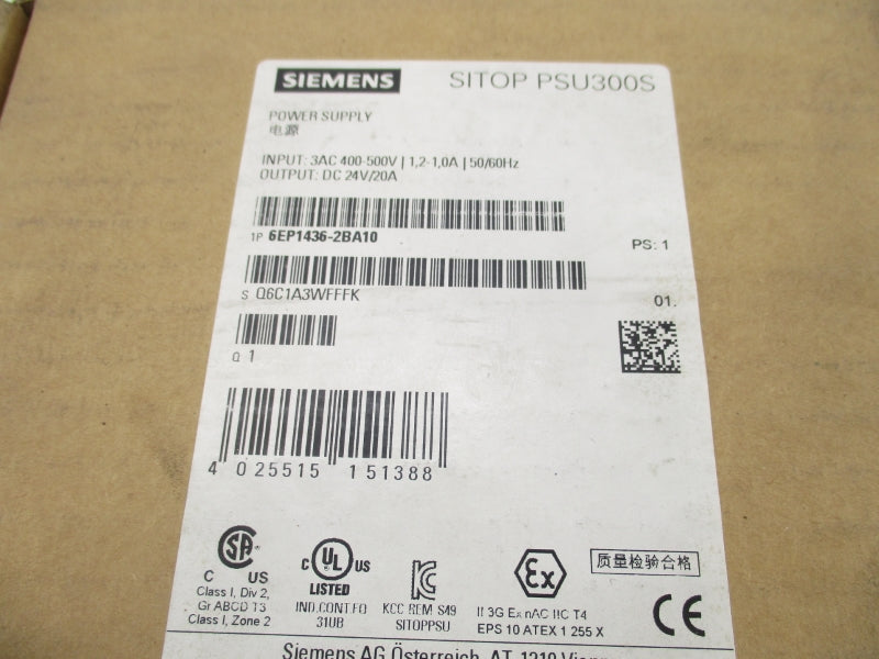 SIEMENS 6EP1436-2BA10 400-500V 20A NSFS