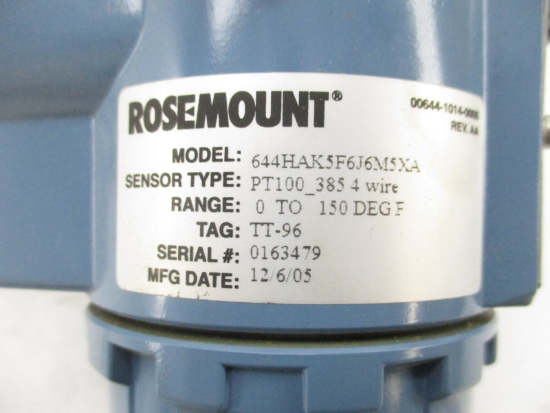 ROSEMOUNT 644HAK5F6J6M5XA 0-150F NSMP