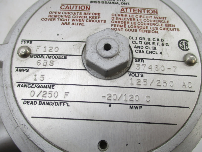 UNITED ELECTRIC F1206BS 125/250VAC 15A NSMP