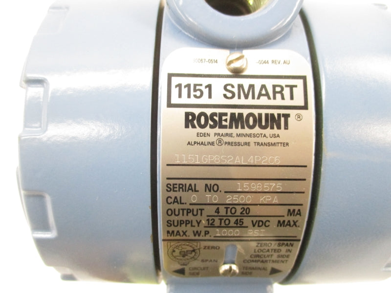 ROSEMOUNT 1151GP8S2ALP2C6 12-45VDC 1000PSI NSMP