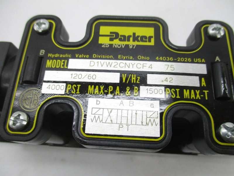 PARKER D1VW2CNYCF4-75 110/120V .42A 4000PSI NSMP