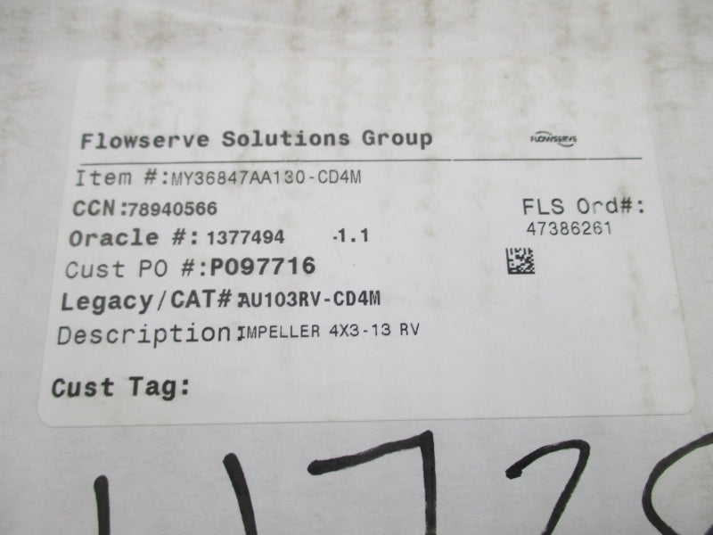 FLOWSERVE MY36847AA130-CD4M NSFS