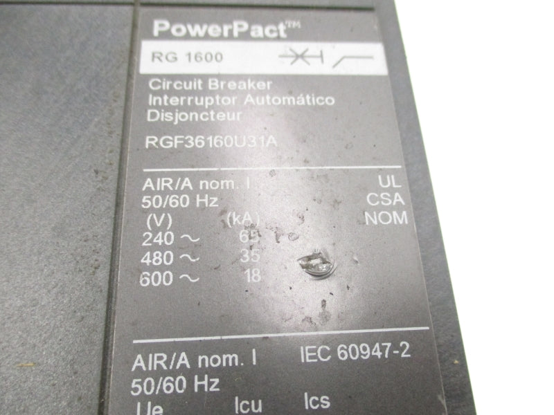 SQUARE D RGF36160U31A 600V 1600A UNMP