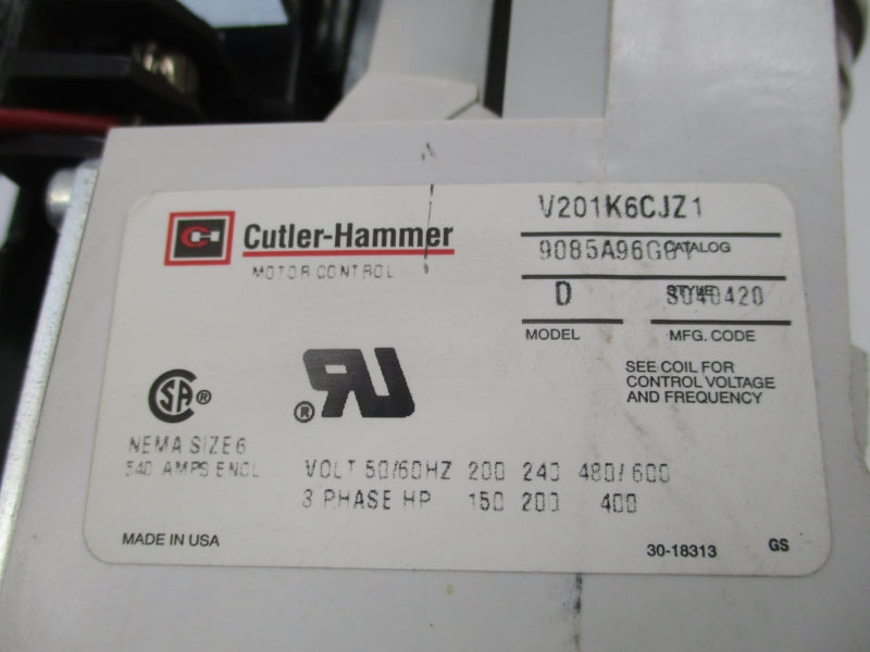 CUTLER HAMMER V201K6CJZ1 9085A96G81 110/120VAC NSNP