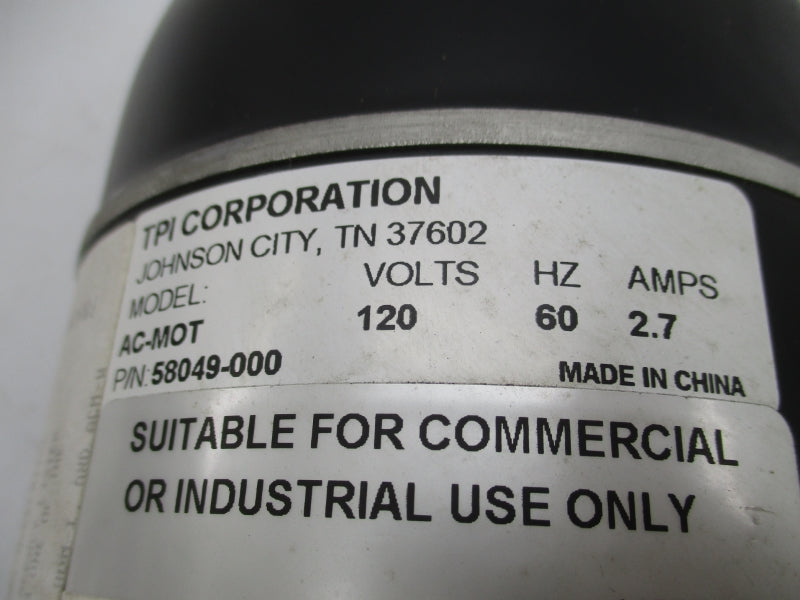 TPI INDUSTRIAL AC-MOT 58049-000 120V 3.2A NSMP