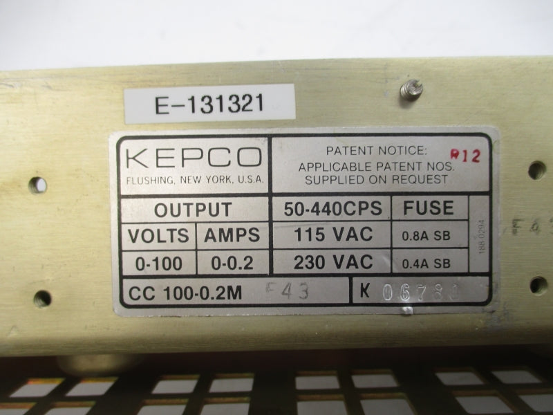 KEPCO CC100-0.2M 115/230VAC 0-0.2A UNMP