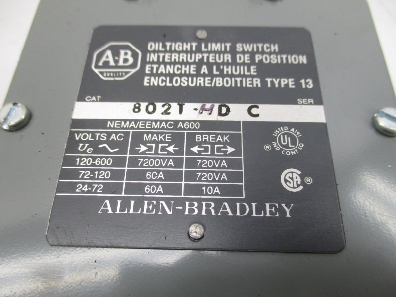 ALLEN BRADLEY 802T-HD SER. C 600VAC (BR/WH) NSMP