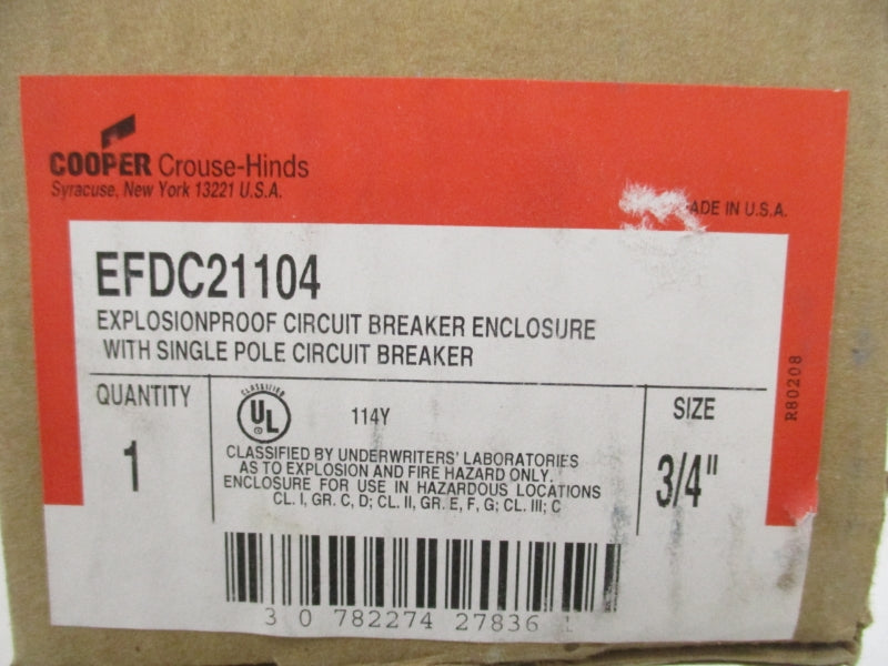 CROUSE-HINDS EFDC21104 120/240VAC 15A 3/4" NSMP