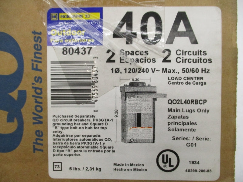 SQUARE D Q02L40RBCP SER. G01 120/240V 40A NSMP