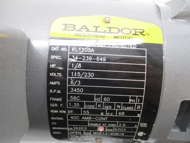 BALDOR KL1205A W/C82401 115/230V 6/3A UNMP