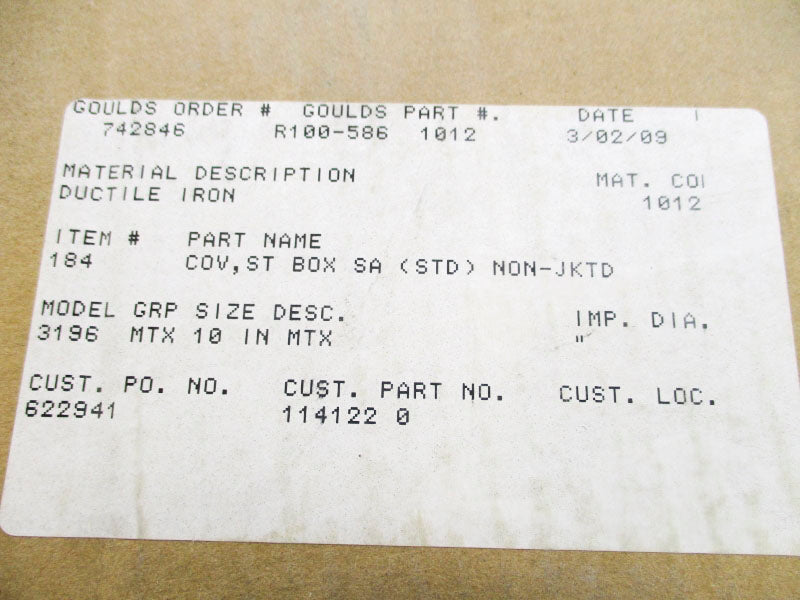 GOULDS R100-586 1012 10" NSMP