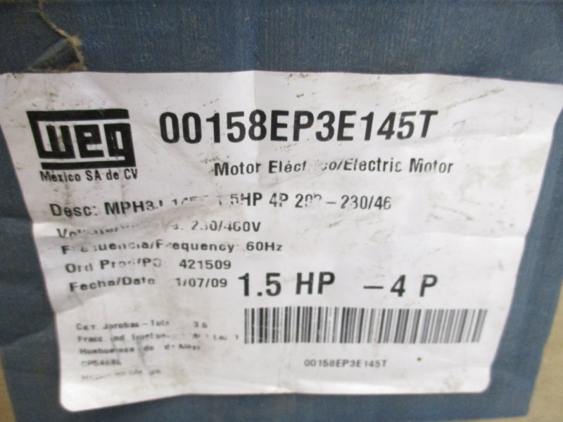 WEG 00158EP3E145T 208-230/460V 4.6-4.2/2.1A NSMP