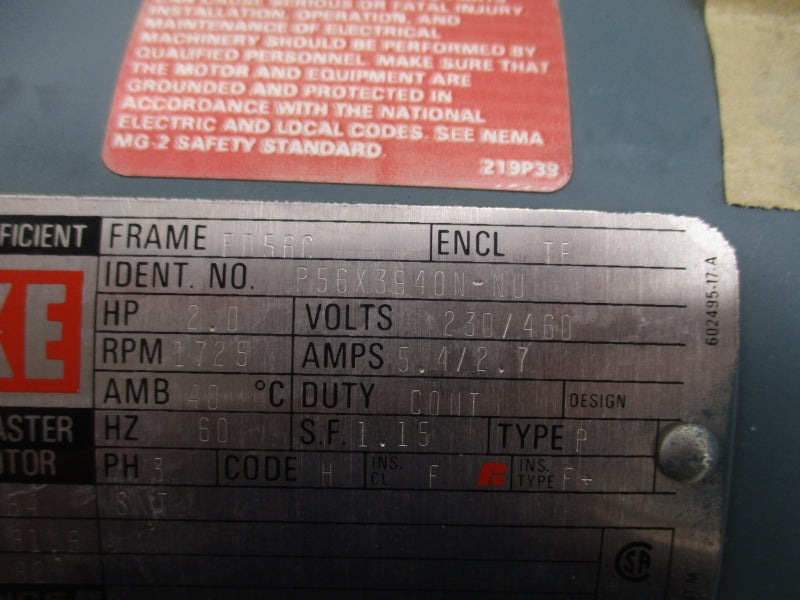 RELIANCE ELECTRIC P56X3940N-NU 230/460V 5.4/2.7A NSNP