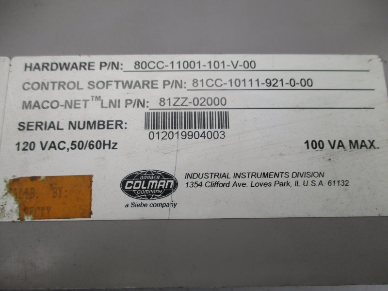 BARBER COLMAN 80CC-11001-101-V-00 120VAC (AS PICTURED) UNMP