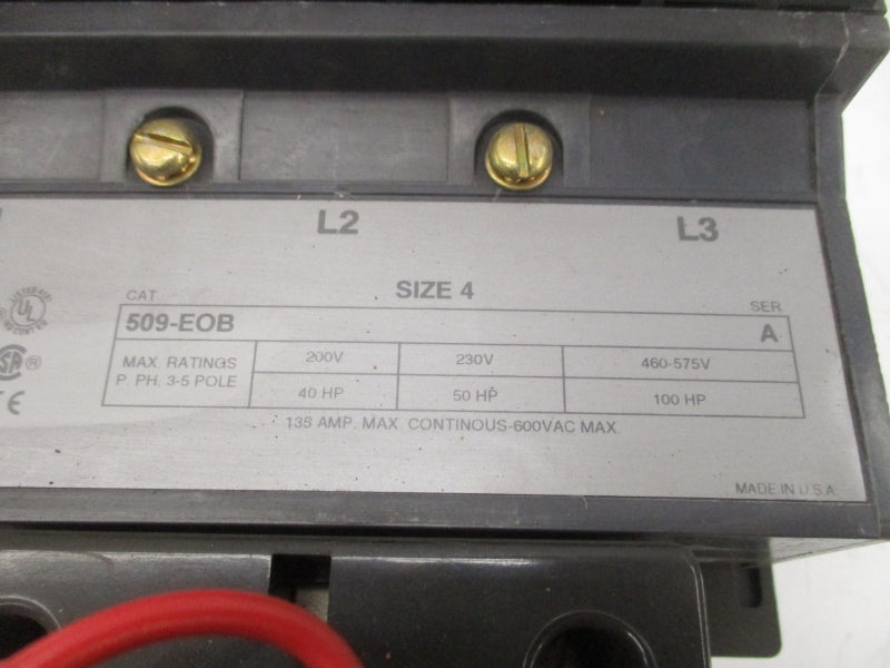 ALLEN BRADLEY 509-EOB SER. A 460-480V 135A (BR/WH) NSMP