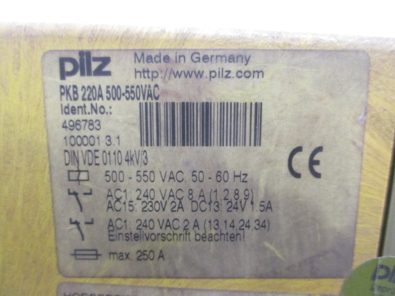 PILZ PKB220A500-550VAC 496783 500-550VAC 250A UNMP