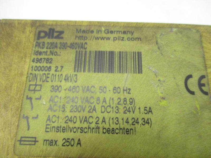 PILZ PKB220A390-460VAC 496782  390-460VAC 250A UNMP