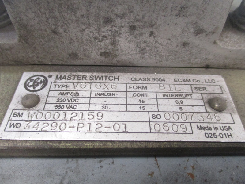 EC&M VG16X6 SER. A 230VDC/550VAC UNMP