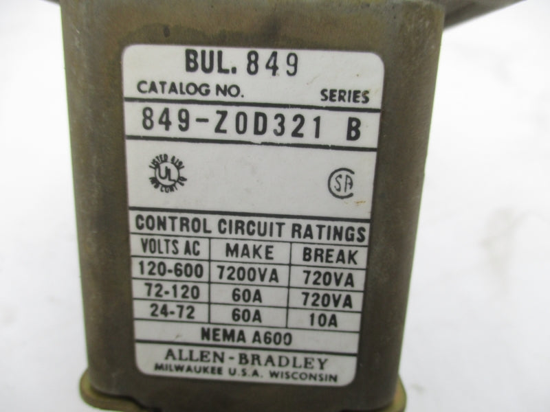 ALLEN BRADLEY 849-ZOD321 SER. B 110/120V (AS PICTURED) NSNP