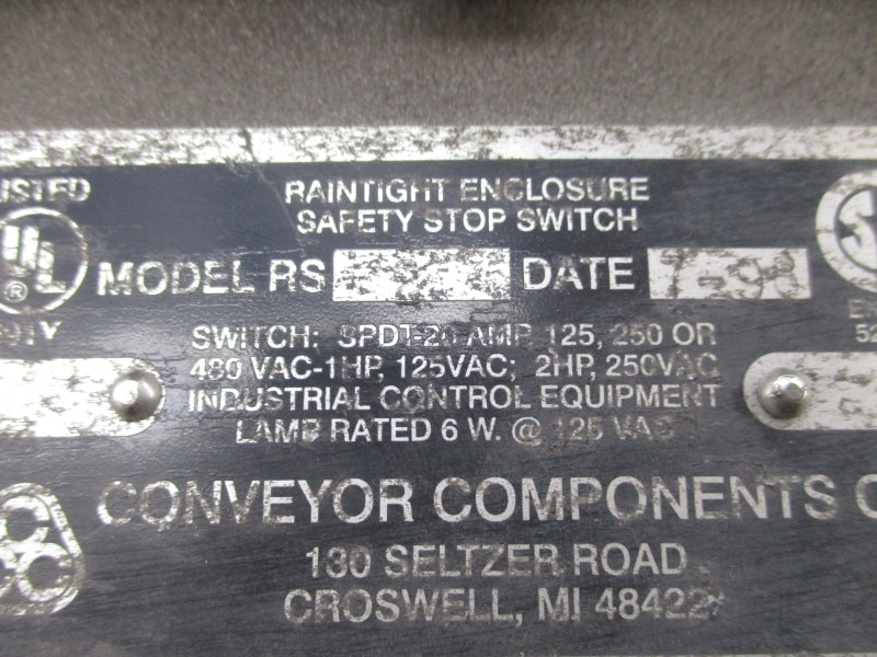 CONVEYOR COMPONENTS RS2 480VAC 20A (AS PICTURED) NSNP