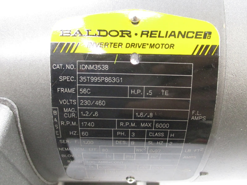 BALDOR IDNM3538 35T995P863G1 230/460V 1.6/.8A NSMP