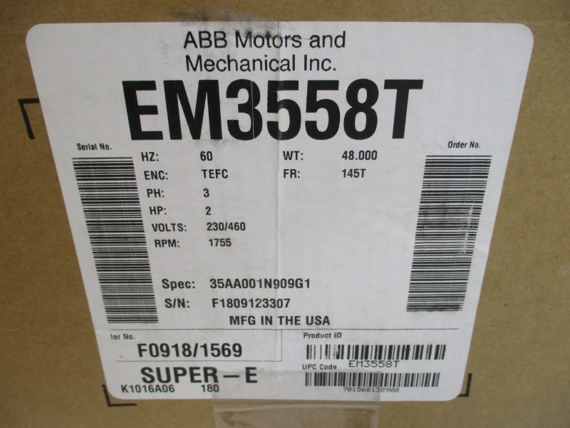 BALDOR EM3558T 35AA001N909G1 230/460V 5.8/2.9A NSMP