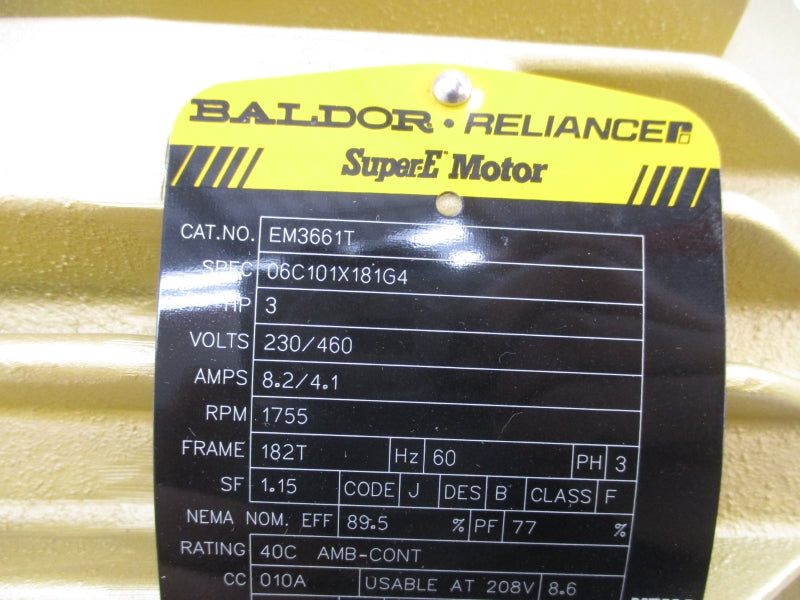 BALDOR EM3661T 06C101X181G4 230/460V 8.2/4.1A NSNP