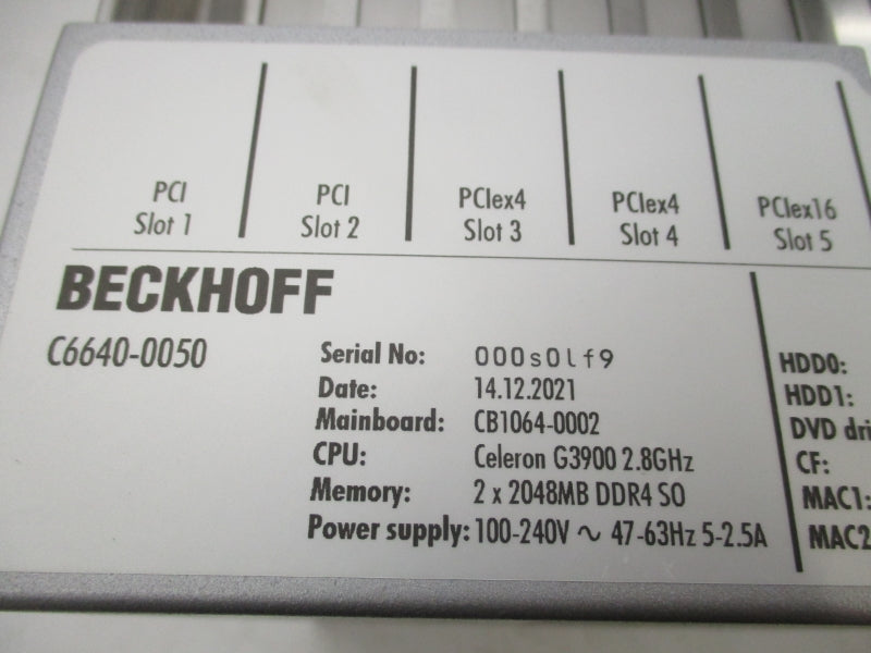 BECKHOFF C6640-0050 100-240V 5-2.5A NUPI