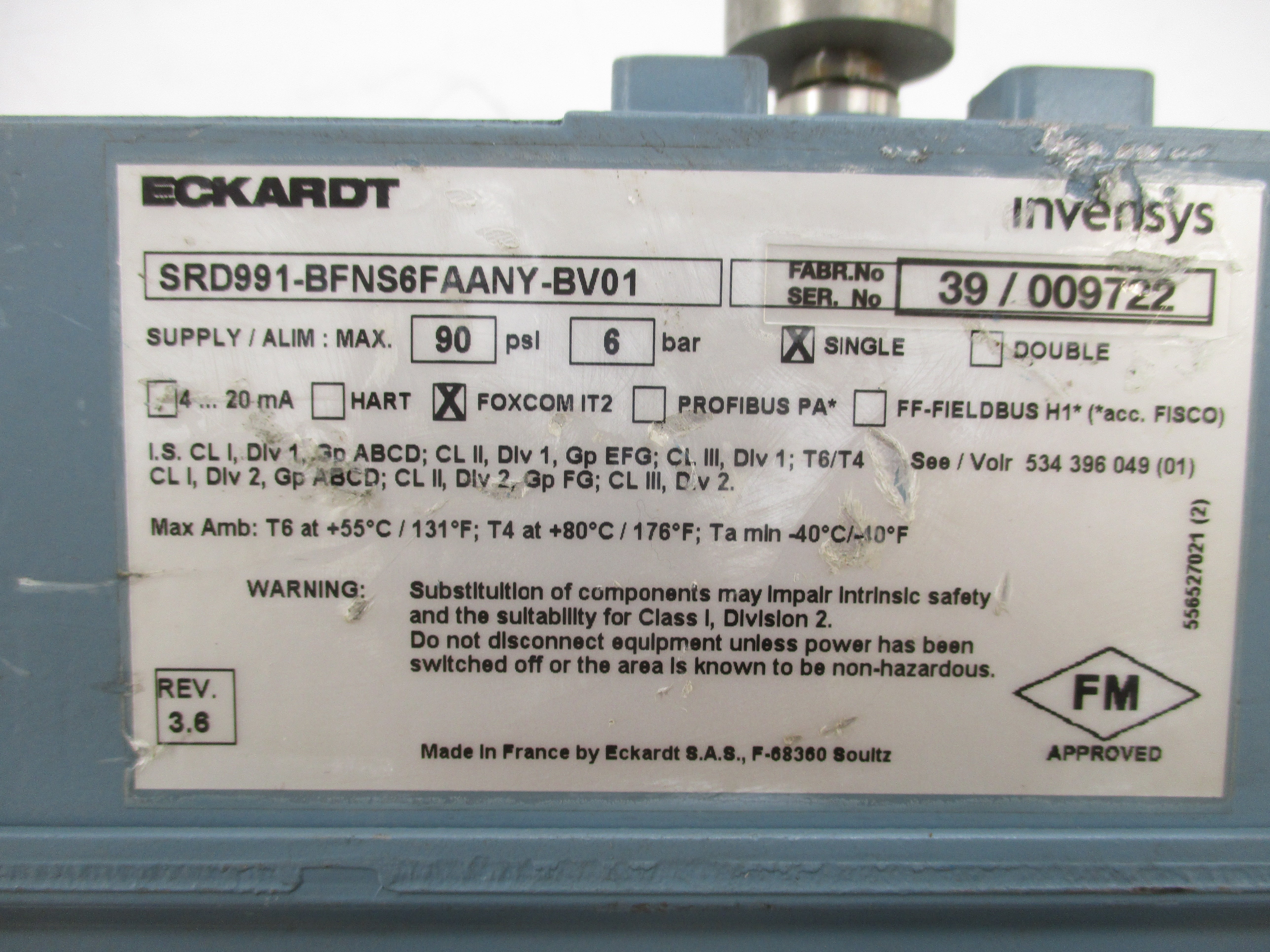 ECKARDT SRD991-BFNS6FAANY-BV01 90PSI UNMP