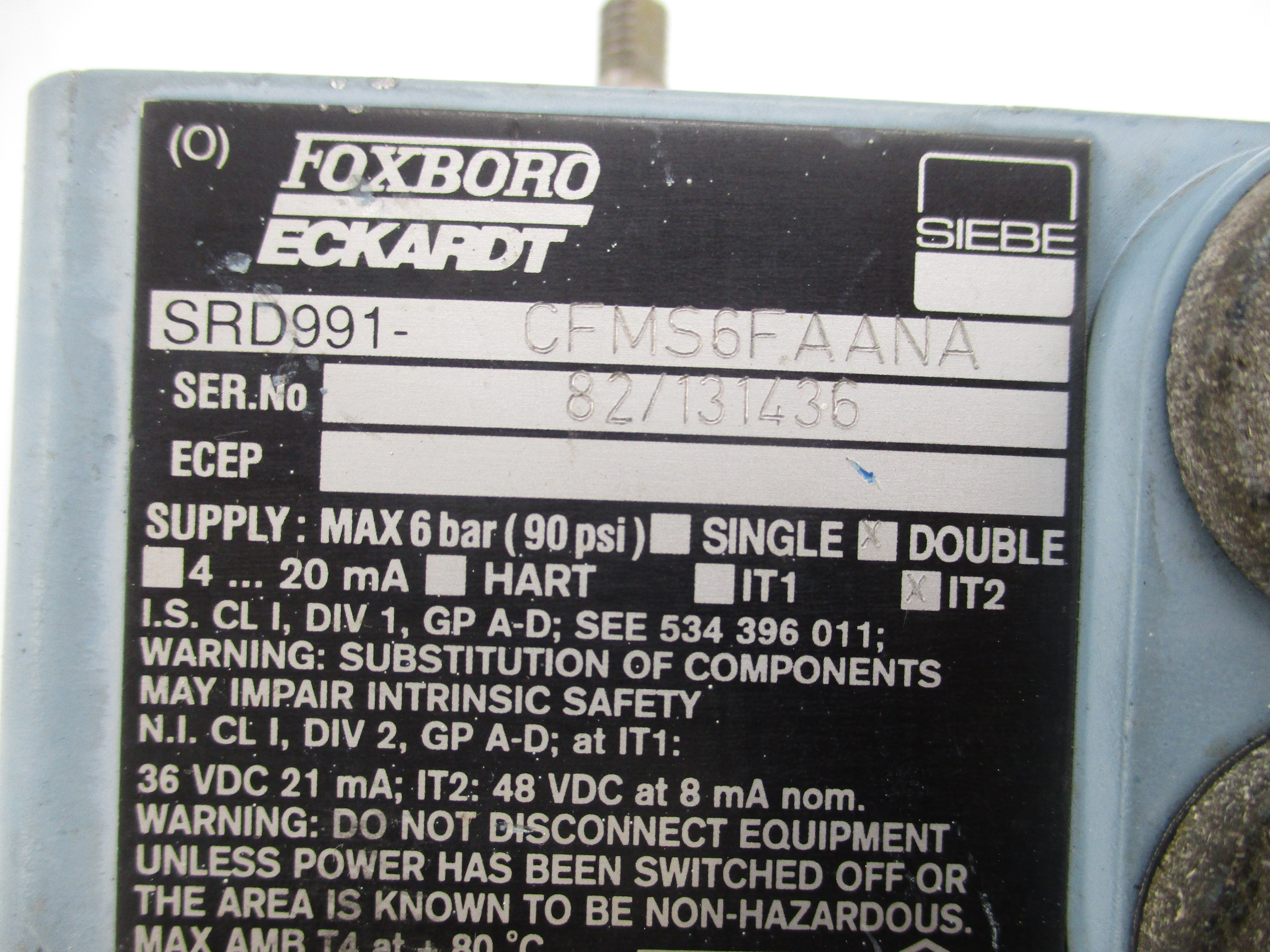 FOXBORO SRD991-CFMS6FAANA 48VDC 90PSI UNMP