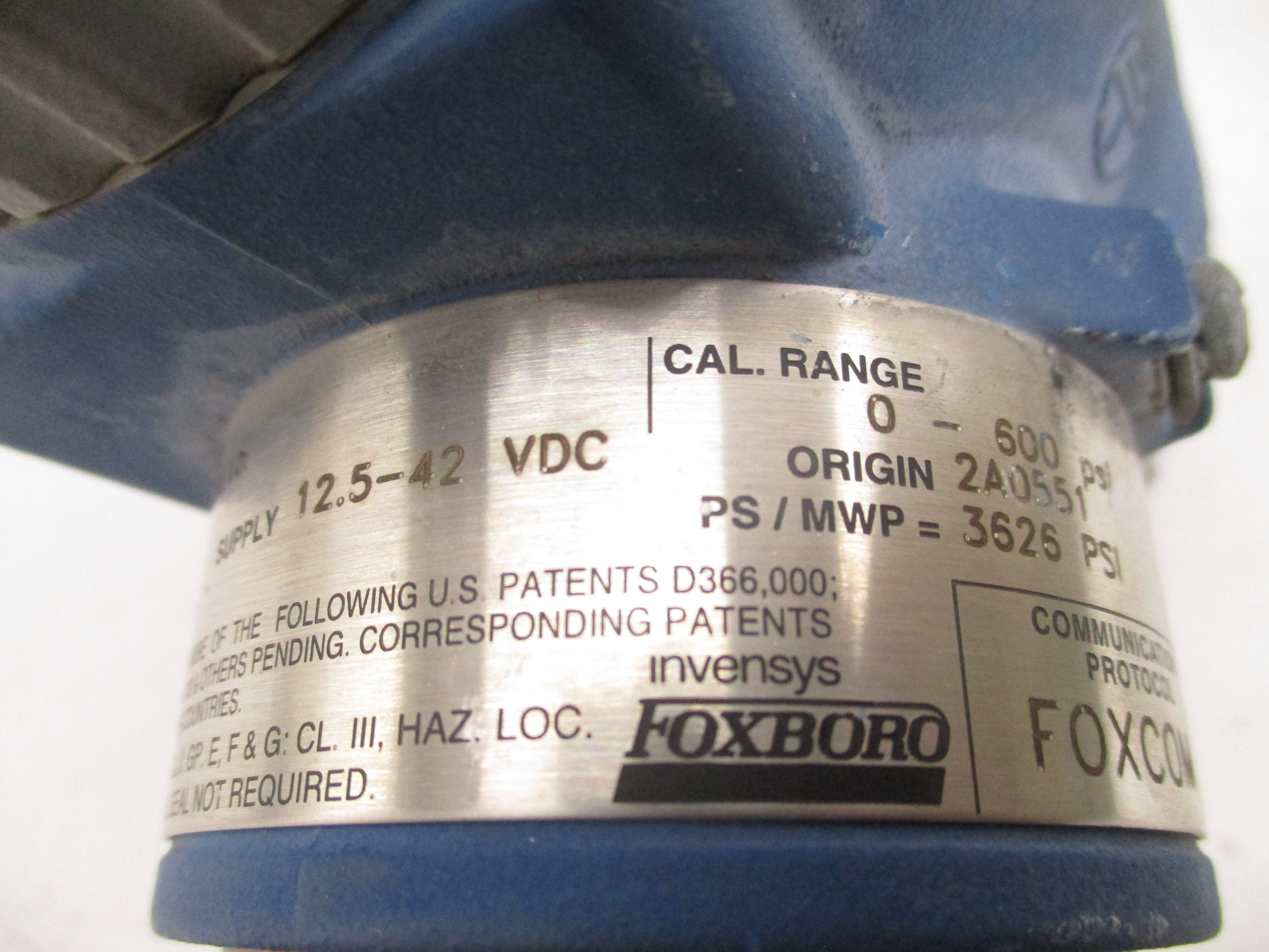 FOXBORO IGP20-D20E21F-M2 12.5-42VDC 0-600PSI UNMP