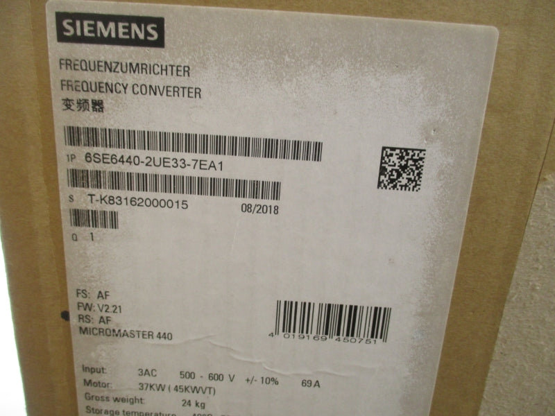 SIEMENS 6SE6440-2UE33-7EA1 500-600V 69A NSMP