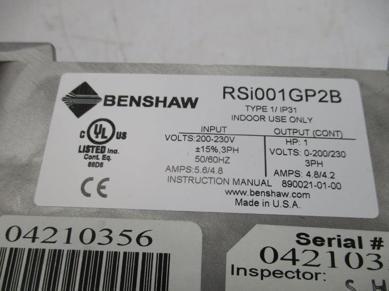 BENSHAW RSI001GP2B 208-230V 5.6/4.8A NSMP