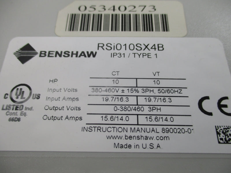 BENSHAW RSI010SX4B 380-460V 19.7/16.3A NSMP