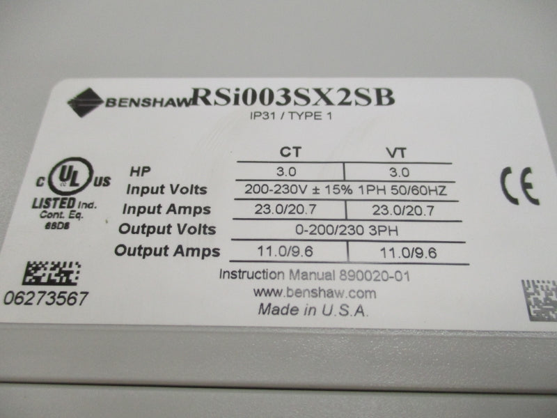 BENSHAW RSI003SX2SB 200-230V 23.0/20.7A NSMP