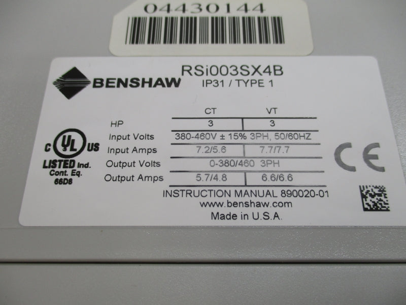 BENSHAW RSI003SX4B 380-460V 7.2/5.6A NSMP