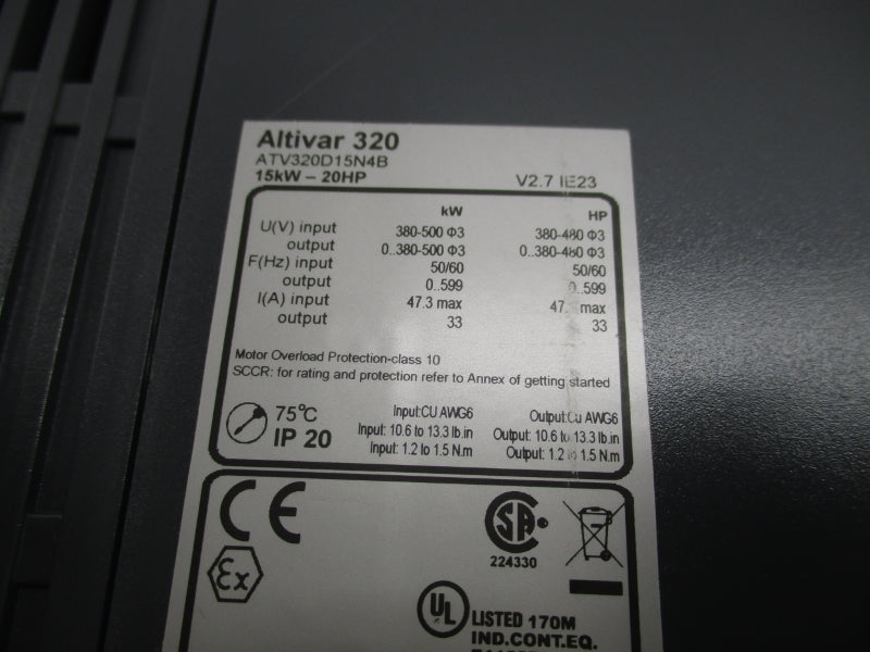 SCHNEIDER ELECTRIC ATV320D15N4B 380-500V 47.3A NSNP