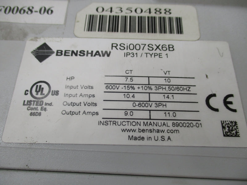 BENSHAW RSI007SX6B 600V 10.4A UNMP