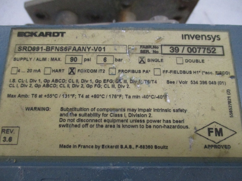 ECKARDT SRD991-BFNS6FAANY-V01 90PSI UNMP