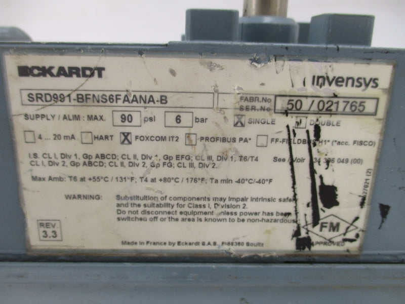 FOXBORO SRD991-BFNS6FAANA-B 90PSI UNMP