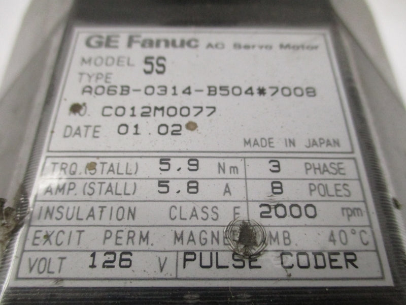 GE FANUC A06B-0314-B504#7008 126V 5.8A (AS PICTURED) UNMP