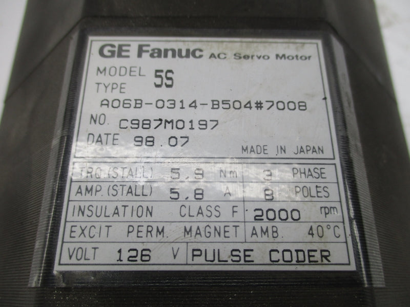 GE FANUC A06B-0314-B504#7008 126V 5.8A UNMP