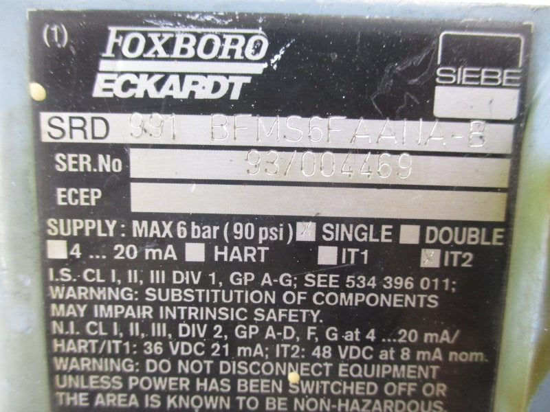 FOXBORO SRD991BFMS6FAANA-B 48VDC 90PSI UNMP