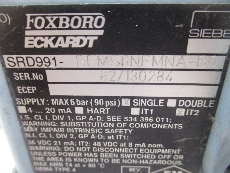 FOXBORO SRD991-BFMS6NFMNA-BG 48VDC 90PSI (AS PICTURED) UNMP