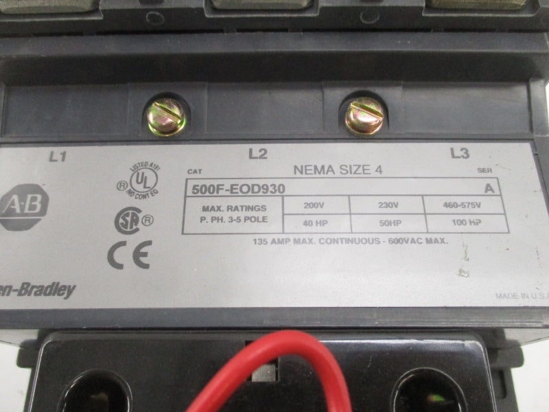 ALLEN BRADLEY 500F-EOD930 SER. A 110/115-120V 135A NSNP