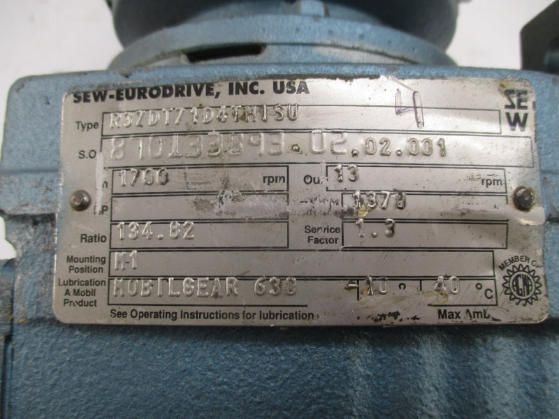 SEW-EURODRIVE DFT71D4THISU R37DT71D4THISU 230/460V 2.00/1.00A NSNP