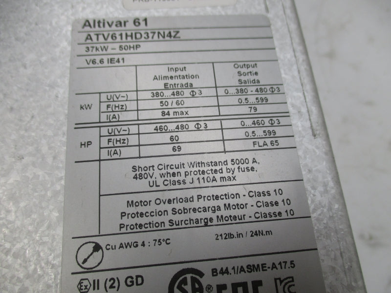 SCHNEIDER ELECTRIC ATV61HD37N4Z 380-480V 84A UNMP