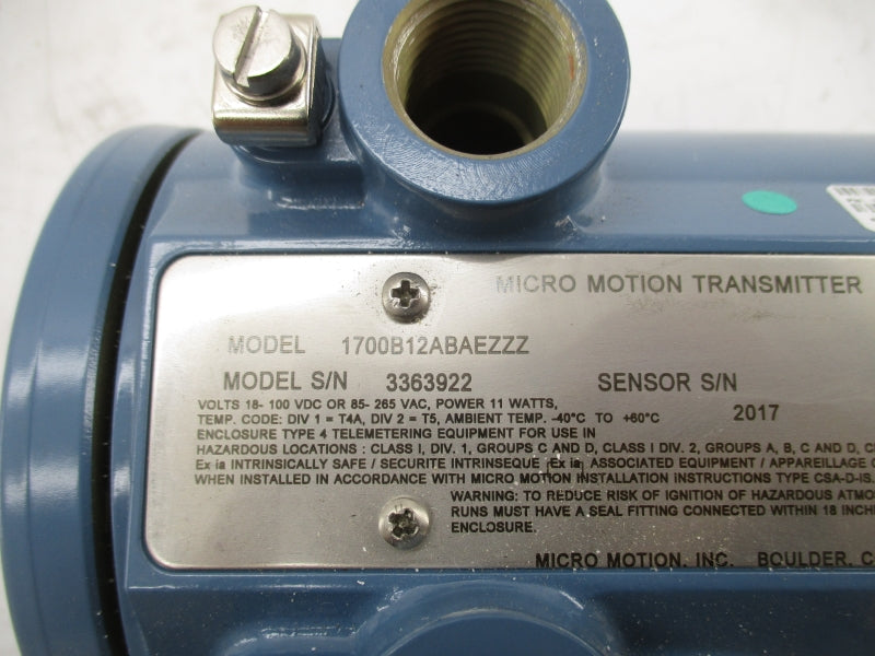 MICRO MOTION 1700B12ABAEZZZ 85-265VAC NSNP