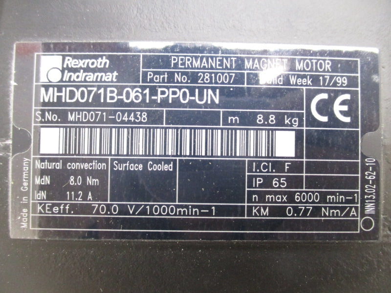REXROTH MHD071B-061-PP0-UN 281007 70.0V NSMP